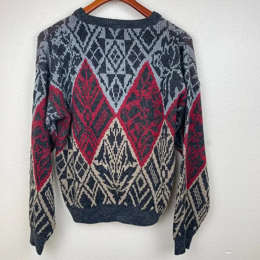 Vintage Sears Mens Sweater Sz S/M Indie Grunge Nordic Argyle Hipster Cabin Cosby